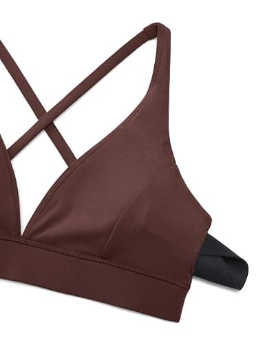 CRZ YOGA Butterluxe Deep V-Neck Sports Bras for Women - Spaghetti Strap Criss Cross Padded Top Low Coverage Wireless Yoga thumbnail 4