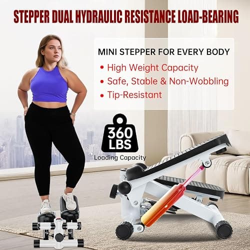 Steppers for Exercise at Home, Mini Stepper with Resistance Bands - Quiet, 360LBS Weight Capacity Portable Stair Stepper for Buttocks Lifting & Body Shaping, Compact Fitness Stepper for Small Spaces thumbnail 3