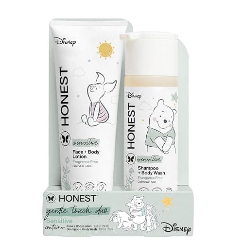 The Honest Company 2-in-1 Cleansing Shampoo and Body Wash, Face Lotion Bundle, Disney Design, Gentle for Baby, Dermatologist Tested, Sensitive Fragrance-Free, 18.5 fl oz - Image 1