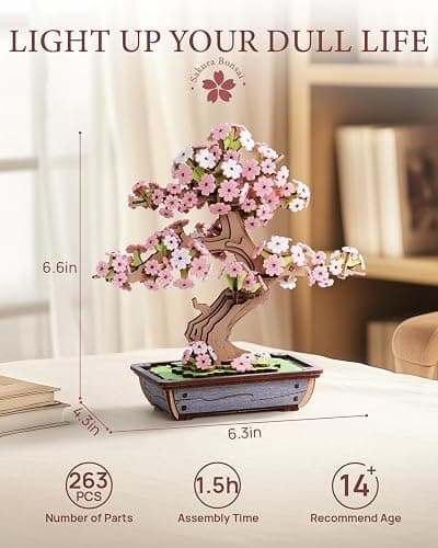 ROWOOD Sakura Bonsai 3D Puzzle, DIY Holzpuzzle Modellbausatz Für Erwachsene, Klassiker Sakura Konstruktions Und Handwerks Set, Perfekt Deko Für Zuhause Sowie, Geschenk Zu Weihnachten Oder Geburtstag thumbnail 3