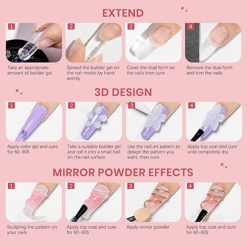 SUPWEE 3D Nail Art Gel Clear and White Solid Builder Gel for Nails | Non-Stick Hand 3d Sculpting Gel for Nail Art Molding Gel with Dual Form for Carving Pattern Decoration Nail Art Home Manicure thumbnail 8