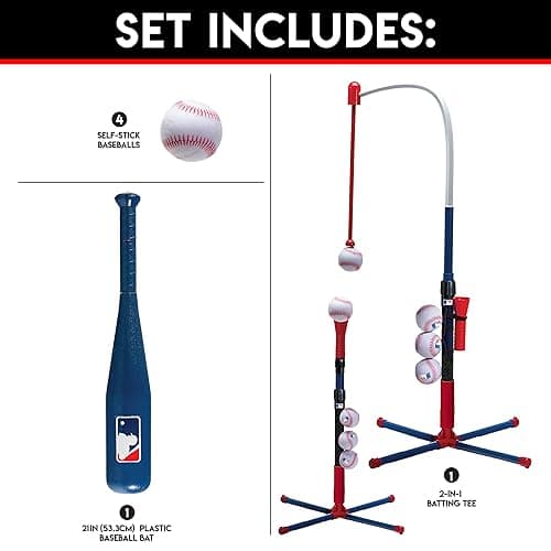 Franklin Sports Grow-with-Me Kids Baseball Batting Tee + Stand Set for Youth + Toddlers - Youth Baseball, Softball + Teeball Hitting Tee Set for Boys + Girls - Grow With Me Tee - MLB Baseball thumbnail 2