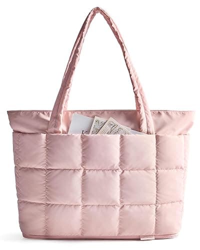 BAGSMART Expandable Tote Bag for Women, Puffer Work Tote Handbag, Quilted Carry On Bag for Travel Gym - Image 1