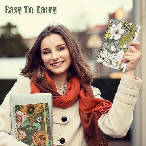 4 Pack Spiral Notebook, A5 Lined Journal for Women, College Ruled 160 Pages | Hardcover Spiral Bound Journal with 2 Pockets, Cute Notebook for Office School Supplies Daily Note Taking Gifts, 6.3" x 8.46" thumbnail 2