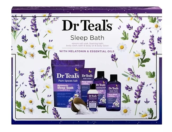 Dr Teal's Melatonin 5-Piece Bath Gift Set - Give the of Better Sleep Contains 11 oz Soak, 3 Bath, Body Wash, 1 Oil, & Lotion At Home Spa Kit Pure Epsom Salt 80 Ounce thumbnail 2