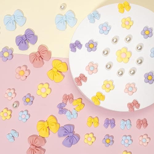 Resin Pink Bow Shoe Charms for Girls, 24Pcs Cute Flower Accessories for Clog Sandals, Pearl Decoration for Women, DIY Party Favor thumbnail 9