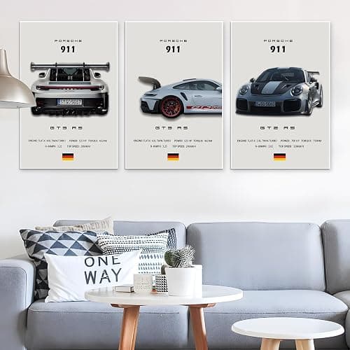 VejiA Car Poster Canvas Wall Art 911 GT Turbo Posters For Men Bedroom Aesthetics Decor (16x24, Unframed 2) thumbnail 5