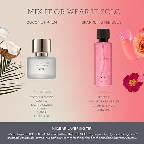 MIX:BAR Perfume for Women - Coconut Palm Fragrance - Eau de Parfum Spray - Notes of Coconut Wood,Vanilla, Salty Accord, Incense, Amber, Musk Milk, 1.7oz thumbnail 3