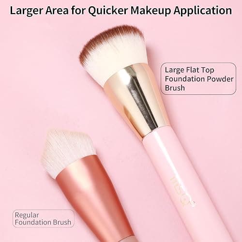 MSQ Foundation Brush for Liquid Makeup, Flat Top Kabuki Foundation Brush Premium Makeup Brushes for Liquid, Cream and Blending Powder Brush (Pink) thumbnail 2