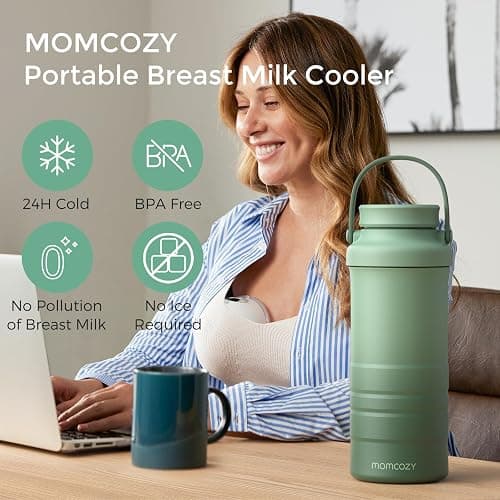 Momcozy 22oz Portable Breastmilk Cooler for 24H Outdoor, Newborn Essentials | 24 Hours & 360° Surrounded Cooling, 2 Extra Baby Bottles for Better Storage, Life Saver for Working Mom, Hassle-Free Cleaning thumbnail 3