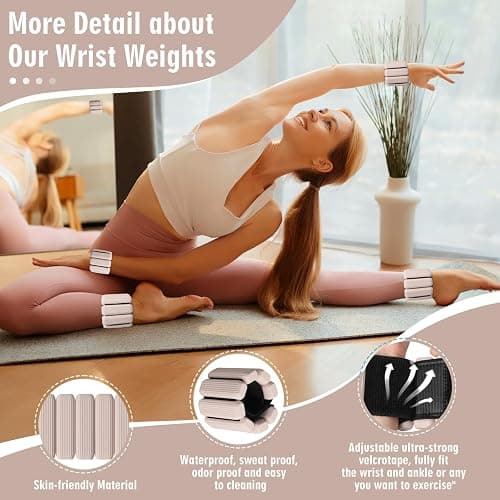 MESUADESI Wrist Weights Set of 2, Wearable Wrist Ankle Weights for Women & Men, Silicone Weighted Bangles Adjustable Arm and Leg Weights for Walking Yoga Pilates Running Dance Gym 2lb thumbnail 4