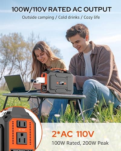 Solar Powered Generator 200W Peak/100W Rated, Portable Solar Generator Power Station with Solar Panels 40W Included, 146Wh Solar Power Bank with AC Outlet 110V for Home Use Camping Outdoor Adventure thumbnail 3