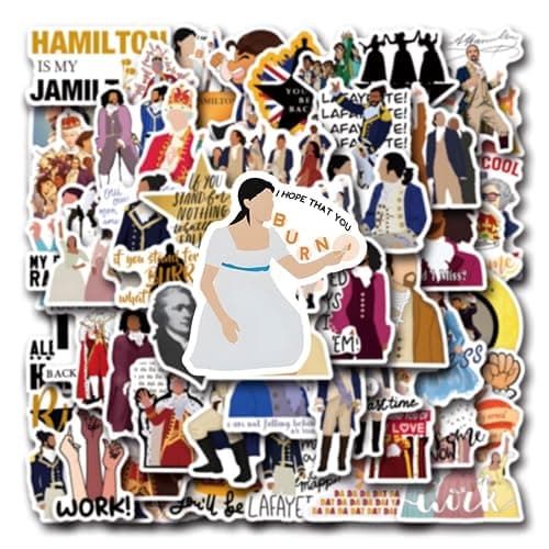 50PCS Hamiltons Water Bottle Stickers for Kids, Cute Stickers for Water Bottles, Vinyl Waterproof Aesthetic Laptop Sticker Pack Classroom Prizes Skateboard for Kids Teens Girls Students (Black) thumbnail 7