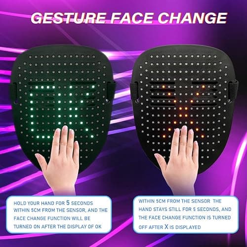 Depointer Life LED Mask Light up Masks With Gesture Sensing,Teen Boys Gifts Perfect Gifts for Halloween Christmas Birthday thumbnail 4