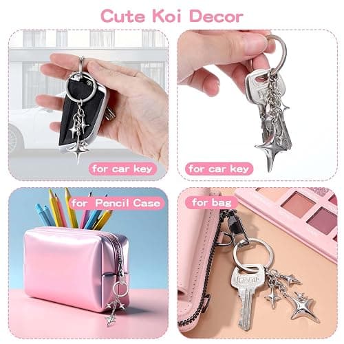 Tyqour Star Keychain Purse Charms Aesthetic Y2k Key Chain Stainless Steel Key Ring Purse Handbag Backpack Bag Charms for Handbags Backpack Car Holder thumbnail 2
