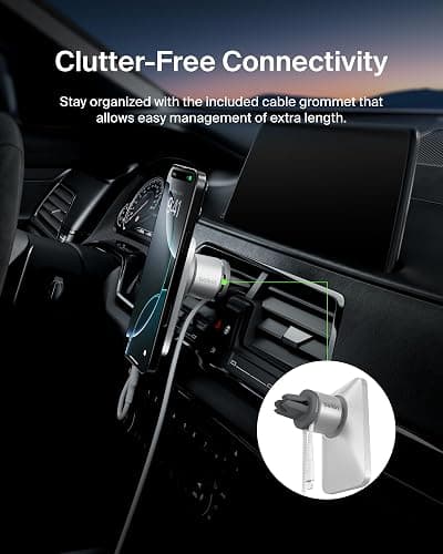 Belkin MagSafe Vent Mount Pro - MagSafe Phone Mount for Car, Magnetic Phone Holder Compatible with iPhone 17, 16, 15, Series, 14 Series, Pixel 10, and More - Gray thumbnail 7