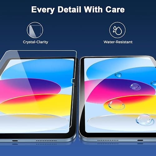 BLOSOMEET 2 Pack Screen Protector for iPad 11th A16 2025 & 10th Generation 10.9 Inch 2022, HD Clear 9H Hardness Tempered Glass [Face ID & Apple Pencil Compatible] Ultra Sensitive Case Friendly thumbnail 7