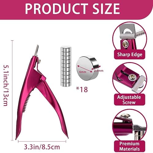 Violet Red Acrylic Nail Clipper with Magnetic Sizer, Adjustable Stainless Steel Trimmer for Salon Professional Manicure, Home Nail Art Tool Kit thumbnail 2