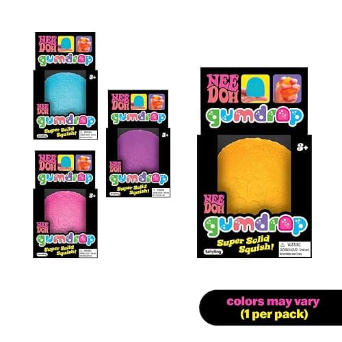 Schylling NeeDoh Gumdrop - Textured Sensory Toy with Super Solid Squish - 2.5" Tall - Colors May Vary (Pack of 1) thumbnail 3