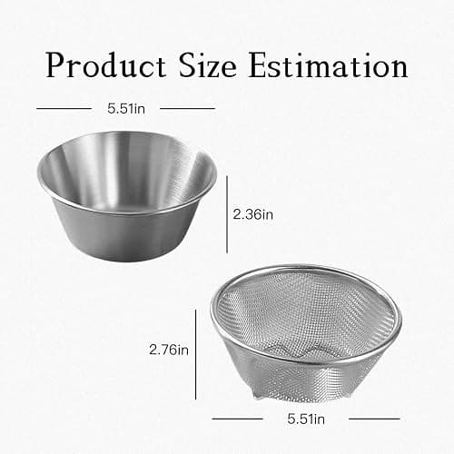 304 Stainless Steel Rice Washer & Small Colander: 5.5-Inch Fruit Washing Bowl with Strainer, Multifunctional Rice Strainer (700ML) thumbnail 2