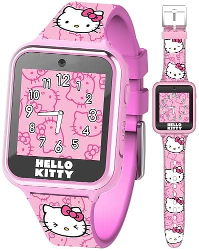 Accutime Hello Kitty Kids Smartwatch - Interactive Touchscreen with 10 Watch Faces, Camera, Games, Alarm, Step Tracker & More - Fun Gift for Girls with Pink Silicone Strap - Fits Wrists 5.5'' to 8.0" - Image 1