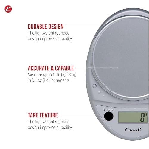 Escali Primo Digital Food Scale Multi-Functional Kitchen Scale and Baking Scale for Precise Weight Measuring and Portion Control, 8.5 x 6 x 1.5 inches, Chrome thumbnail 4