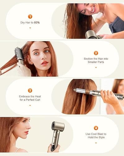 Tqcir 5-in-1 Hot Air Styler, Powerful Hair Dryer with Auto-Wrap Curlers | Anti-Frizz Blow Dryer for Fast Drying Curling Straightening Volumizing, Adjustable Heat & Speed,Storage Case thumbnail 9