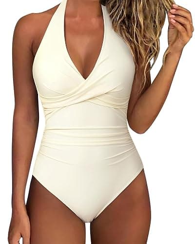 SUUKSESS Women Sexy Tummy Control One Piece Swimsuits Halter Push Up Bathing Suits - Image 1