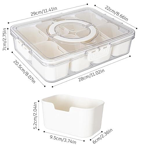 Divided Serving Tray with Lid and Handle - Snackle Box Charcuterie Container for Portable Snack Platters - Clear Organizer for Candy, Fruits, Nuts, Snacks - Perfect for Party, Entertaining thumbnail 3
