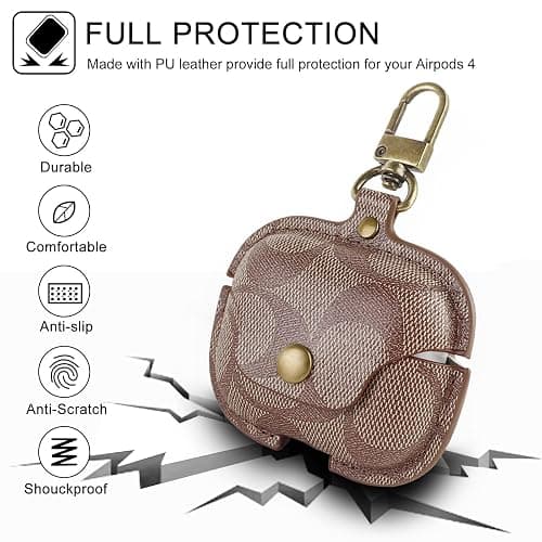 for AirPods 4 Case, Leather Full Body Shockproof Protective Cover (D) thumbnail 4