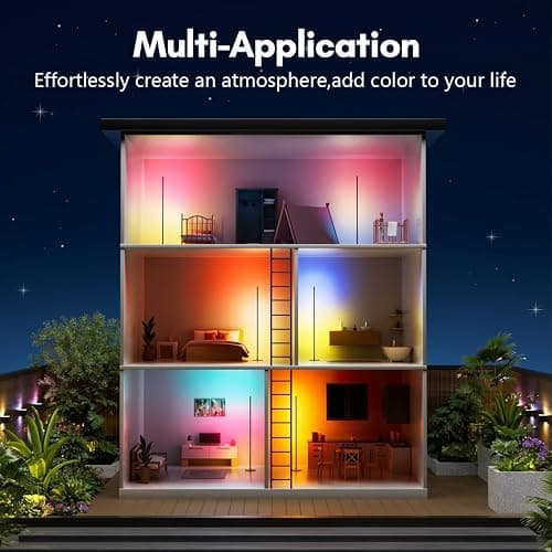 luckystyle Smart RGB+IC Corner Floor Lamp,Bright LED Tall Modern Floor Lamp with APP and Remote,Ambient Lighting Color Changing Standing Lamps with Music Mode and Timing for Living Room,Bedroom,Party thumbnail 4