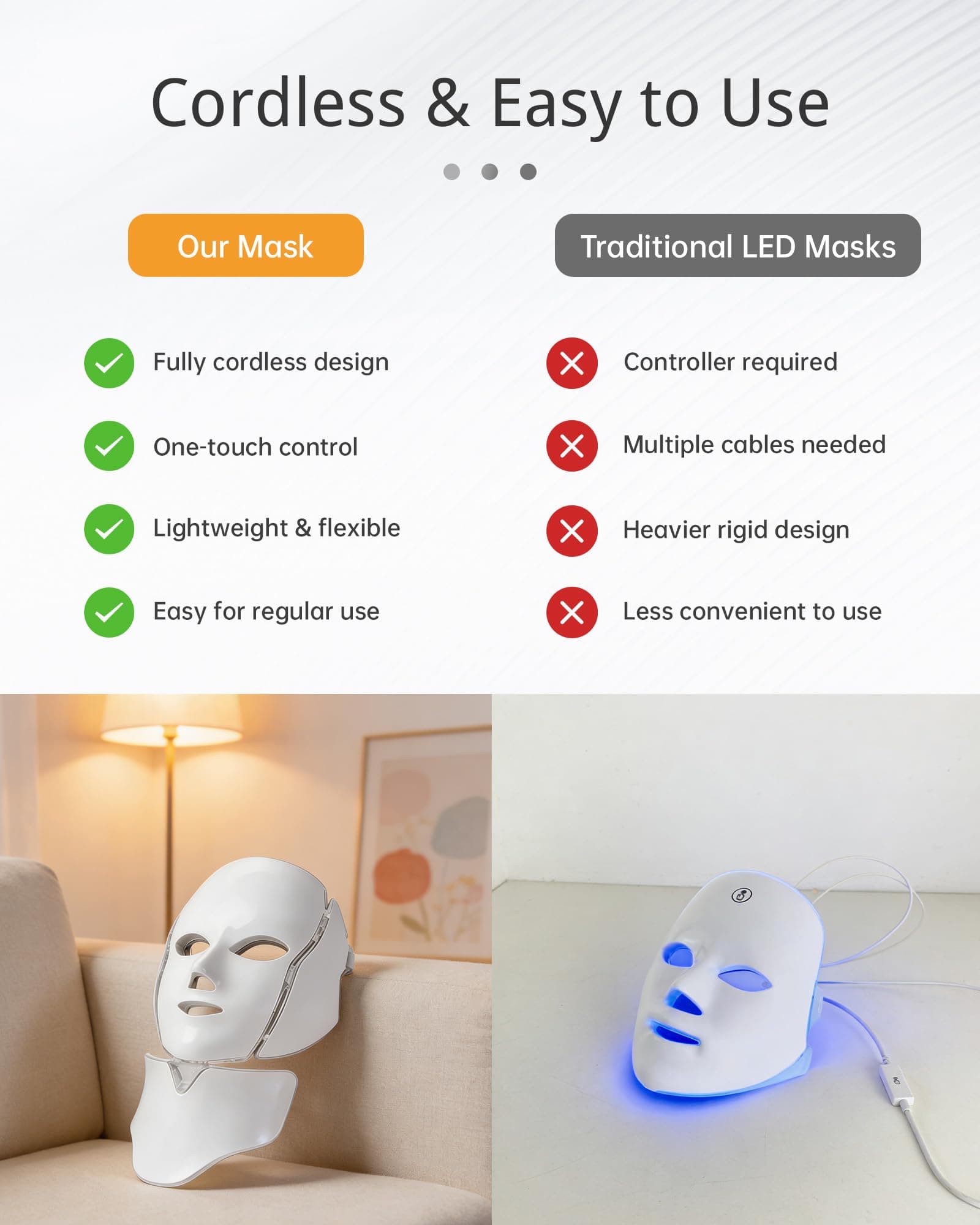 Red Light Therapy Face Mask, 7 Color LED Light Therapy for Skin Rejuvenation, Anti-Ageing, Acne Treatment, Collagen Boost, At-Home Beauty Device thumbnail 8