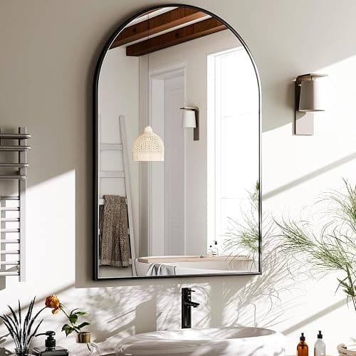 HARRITPURE 20"x30" Arched Bathroom Mirror - Wall Mounted Mirror - Black Arch Mirror - Aluminum Alloy Frame Bathroom Mirror Living Room, Bedroom and Entryway - Image 1