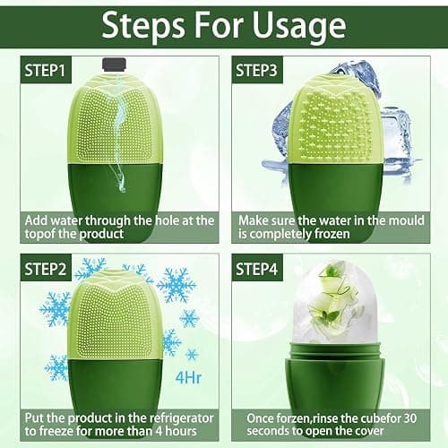 XHJRI Ice Face Roller Massager,Ice Cube Roller for Face, Eyes and Neck Naturally Conditioning and Skin Care,De-Puff Eye Bags,Reduce Migraine Pain,Reusable Massage Silicone Ice Mold (New Green) thumbnail 5