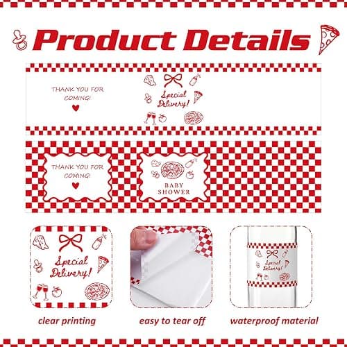Gueevin 30 Pcs Special Delivery Baby Shower Water Bottle Labels | Waterproof Bottle Stickers Wrappers Labels for Soda Drink Themed Favors Baby Shower Party Gender Reveal Decoration Supplies thumbnail 5