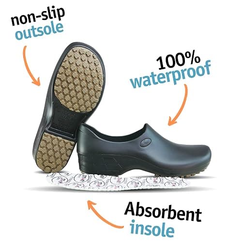 Sticky Nursing Shoes Women - Chefs - Kitchen - Nurses - Clogs for Work - Waterproof Non Slip thumbnail 3