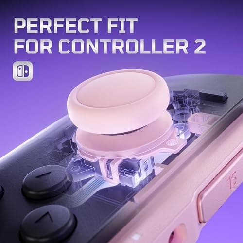 eXtremeRate Replacement 3D Joystick & Thumb Grips & Side Rail Shell Buttons for Nintendo Switch 2 JoyCon, Console Rail Stickers Left Right Analog Thumbsticks Caps for Switch 2 - Cherry Blossoms Pink thumbnail 9