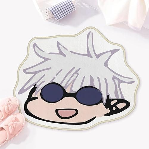 Allenjoy 31" x 25.3" Cool Hero Face Bathroom Rugs Spiky White Hair Mat Bathmat Rug Non Slip Washable - Image 1