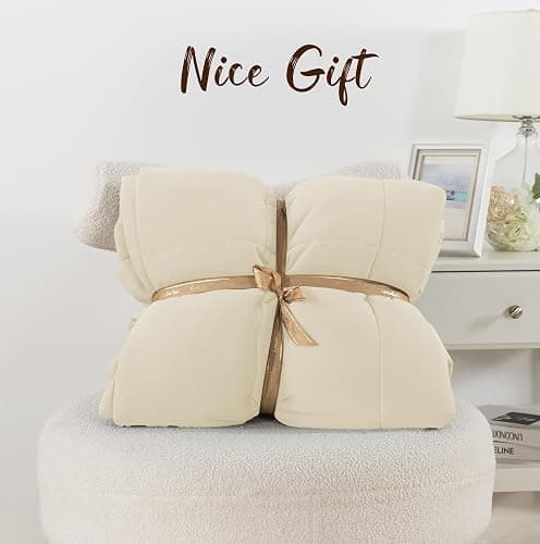 MASVIS Cooling Blankets for Hot Sleepers, Luxury Lightweight Cozy Soft Throw for Night Sweats Double Sided Breathable Blanket for Bed Couch Sofa, Q-Max 0.4 Cold Tech Ice Blanket, Twin (68"x90"), Beige thumbnail 9