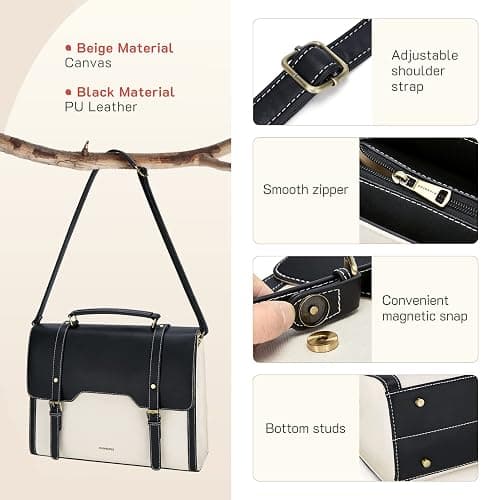 Missnine Laptop Bag 15.6 inch Canvas Messenger Bag for Women Professional Work Bag Shoulder Bag thumbnail 5