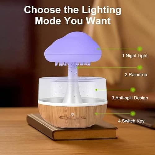 TOPINCN Rain Cloud Humidifier Essential Oil Diffuser, 7 Color Night Light Ultrasonic Cool Mist Aromatherapy Diffuser for Home Bedroom Office, Auto Off Timer Relaxation thumbnail 2