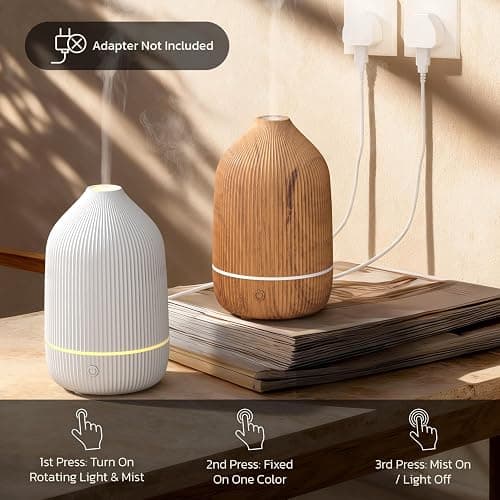 SALUBRITO Essential Oil Diffuser, 100ml Ultrasonic Aroma Diffuser for Essential Oil with Auto Shut-Off, 7 Colour LED Lights, Cool Mist Humidifier for Home, Office, Bedroom, White thumbnail 7