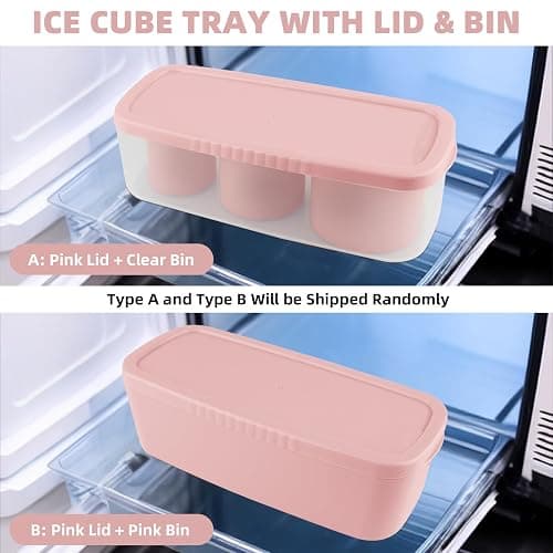 Tcamp Tumbler Ice Mold, Ice Cube Tray for 30 oz -40 oz Tumbler Cup, 3 Pcs Silicone Hollow Cylinder Ice Mold with Lid and Bin for Freezer, Ice Drink, Juice, Whiskey, Cocktail (Pink) thumbnail 5