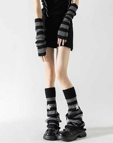 Yawlsow Y2k Arm and Leg Warmers for Girls Women Knit Leg Warmer Kawaii Lolita Goth Harajuku Streetwear Grunge Accessories thumbnail 4