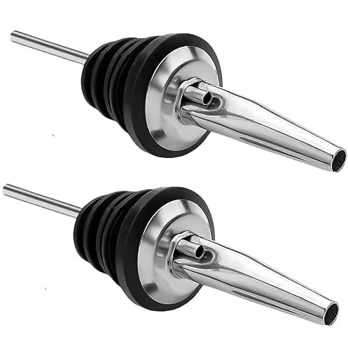 LanMa Olive Oil Spout Pourer, 2PCS Stainless Steel Liquor Bottle Pourers Spouts with Rubber Dust Caps - Image 1