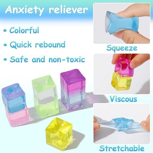 Ice Cube Sensory Toys 24 Pcs Squishy Fidget Stress Cube for Adults Kids Anxiety Stress Relief Hand Therapy Sensory Squishy Ball Classroom Prize Box Toys thumbnail 4