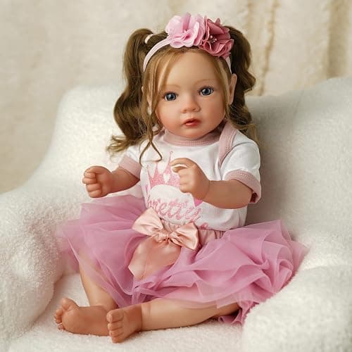 BABESIDE 3 Pcs Reborn Baby Doll Clothes Set for 17-22 Inch Babydolls, Cute Baby Doll Accessories Set with Skirt Headband for Realistic Babydolls Girl, Pink thumbnail 6