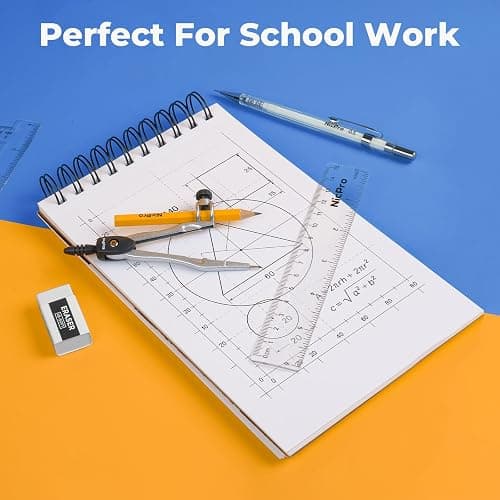Nicpro 22 PCS Compass Geometry Tools with Case, Drafting Tools Geometry Set with Swing Arm Protractor, Rulers, Metal Compass, Square Set, Mechanical Pencil, Back to School Supplies for Students thumbnail 7