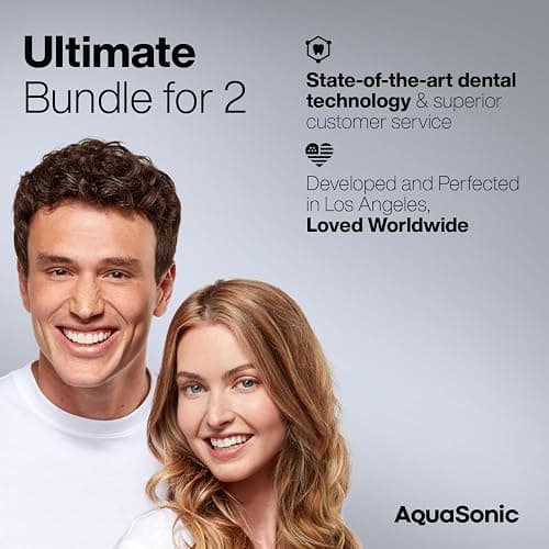 Aquasonic Duo - Dual Handle Ultra Whitening 40,000 VPM Wireless Charging Electric ToothBrushes - 3 Modes with Smart Timers - 10 Dupont Brush Heads & 2 Travel Cases Included thumbnail 6