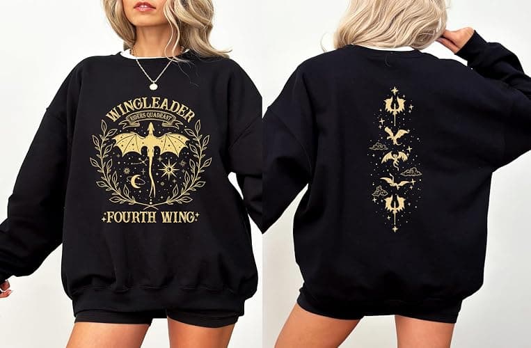Fourth Wing Wingleader Sweatshirt, Riders Quadrant Dragon Sweater, Fantasy Dragon Rider Pullover, Book Lover Cozy Outfit, Mythical Creature Apparel thumbnail 2